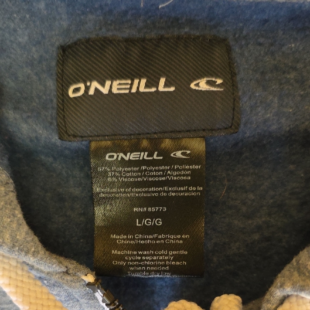 O'Neill Size Large Zip-Up Fleece Sweatshirt Hoodie Heathered Gray Surf - Picture 2 of 14